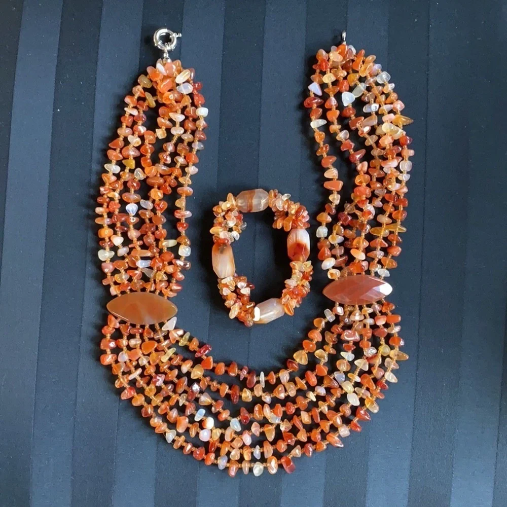 Baltic Amber Multi-Colored Necklace (or) Carnelian Agate - Picture 7 of 15